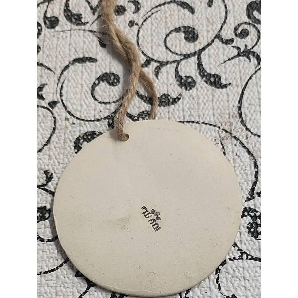 White and Tan Ceramic Israel Map Ornament